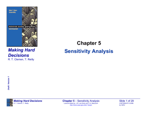 Sensitivity Analysis Chapter 5
