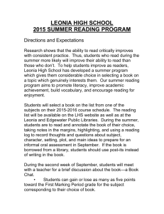LHS 2015 Summer Reading Program