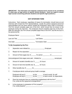 EXIT INTERVIEW FORM Instructions: Each employee, regardless of