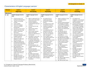 Characteristics of English Language Learners