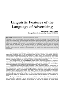 Linguistic Features of the Language of Advertising