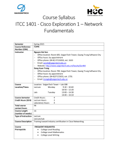 Course Syllabus ITCC 1401 - Cisco Exploration 1 – Network