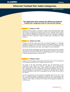 Ethernet Twisted Pair Cable Categories.
