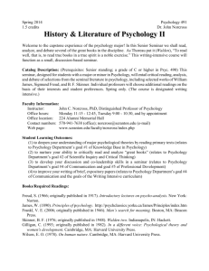 History & Literature of Psychology I II