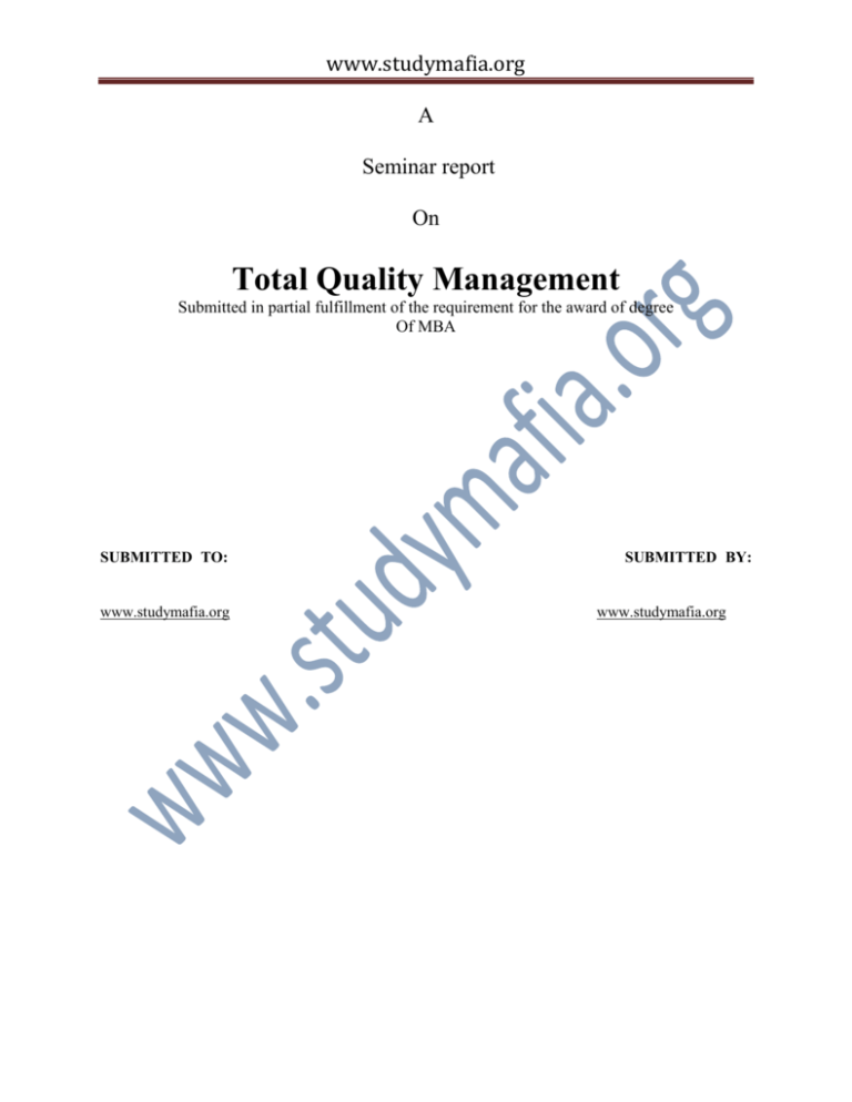total quality management term paper
