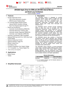 DRV2604 Haptic Driver for ERM and LRA With