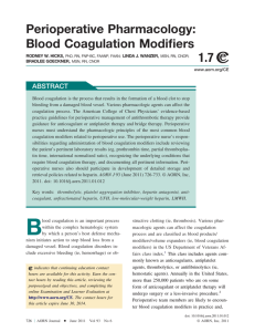 Perioperative Pharmacology: Blood Coagulation