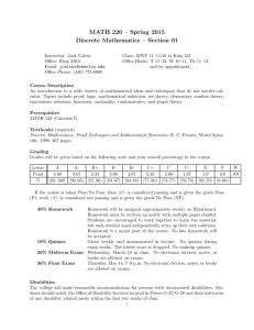 MATH 220 – Spring 2015 Discrete Mathematics – Section 01