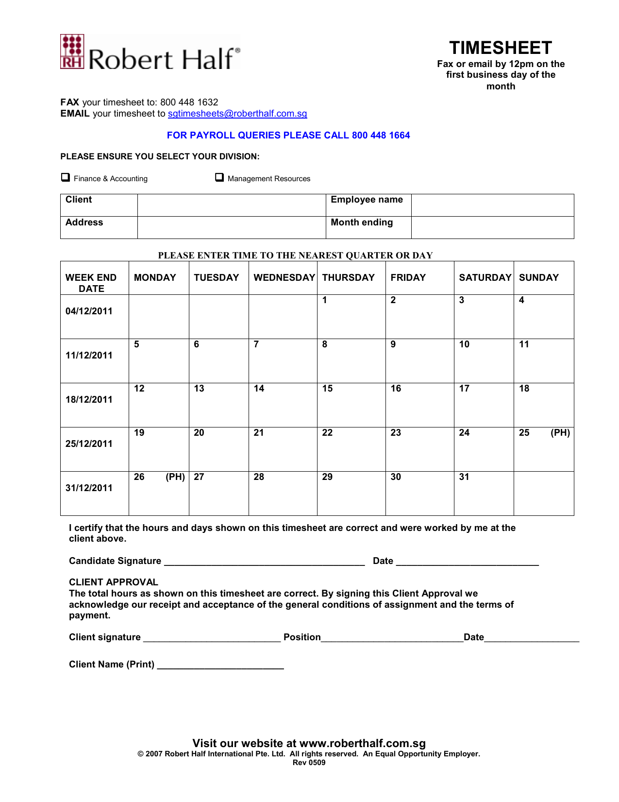 Robert Half Login Timesheet