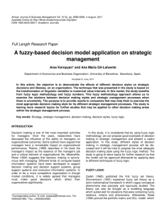 A fuzzy-based decision model application on strategic management