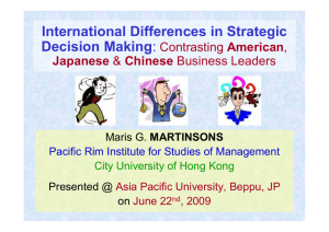 International Differences in Strategic Decision Making - R-Cube