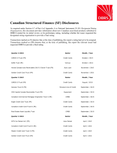 Canadian Structured Finance (SF) Disclosures