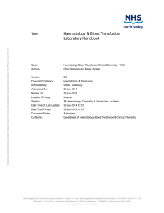 Haematology & Blood Transfusion Laboratory Handbook