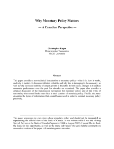 Why Monetary Policy Matters