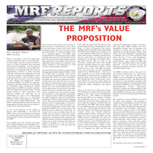 THE MRF's VALUE PROPOSITION - Motorcycle Riders Foundation