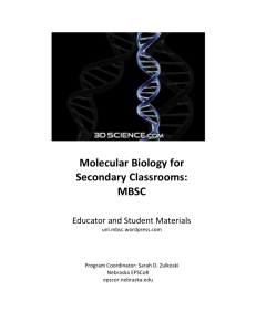 MBSC Manual - Molecular Biology for Secondary Classrooms, MBSC