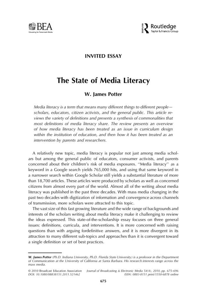 essay writing about media literacy