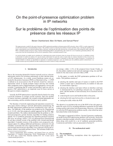 On the point-of-presence optimization problem in IP networks Sur le