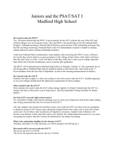 Juniors and the PSAT/SAT I Medford High School