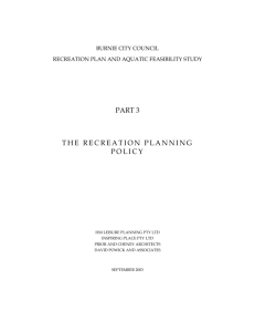 PART 3 THE RECREATION PLANNING POLICY