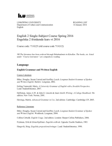 English 2 Single-Subject Course Spring 2016 Engelska 2 fristående