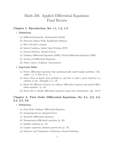 Math 256: Applied Differential Equations: Final Review