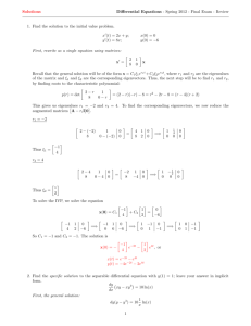 Solutions Differential Equations - Spring 2012 - Final Exam