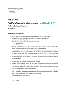 FEB EXAM D0R04a Strategic Management – ANSWER KEY