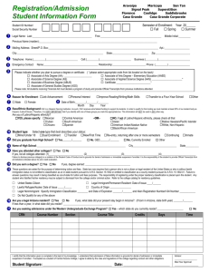 Registration/Admission Student Information Form