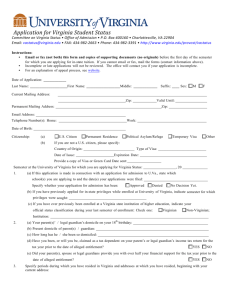 Application for Virginia Student Status