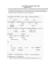 Chem 4540 Enzymology Winter 2005 Problem Set #2 1. Give the