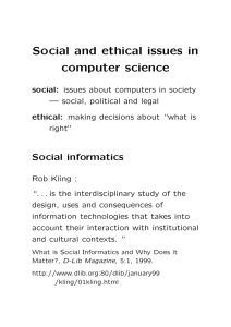 Social and ethical issues in computer science