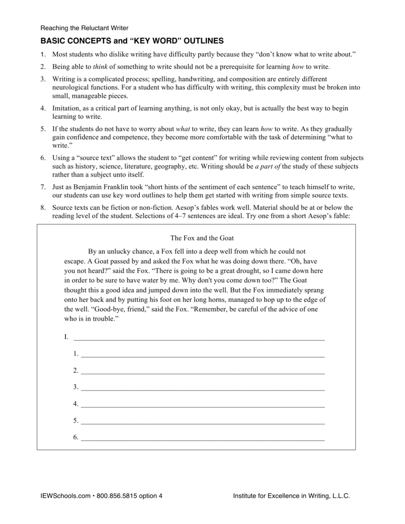 iew key word outline template