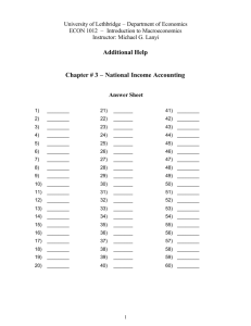 Additional Help Chapter # 3 – National Income Accounting