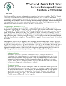 Species & Communities of Concern in WV