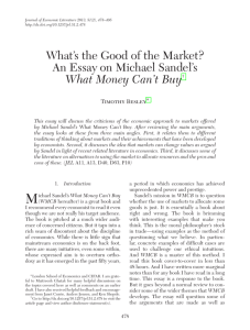 What's the Good of the Market? An Essay on Michael Sandel's <italic