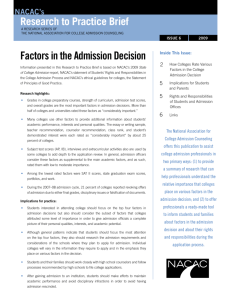 Factors in the Admission Decision