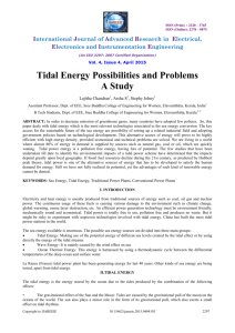 Tidal Energy Possibilities and Problems A Study