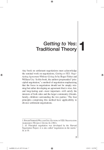 Getting to Yes: Traditional Theory