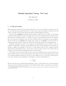 Multiple Hypothesis Testing: The F-test