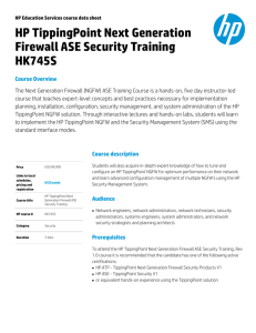 HP TippingPoint Next Generation Firewall ASE Security Training