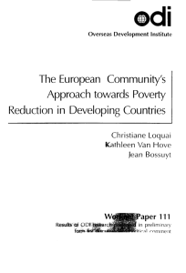 The European Community's approach towards poverty reduction in