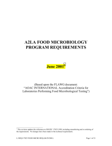 A2LA FOOD MICROBIOLOGY PROGRAM REQUIREMENTS