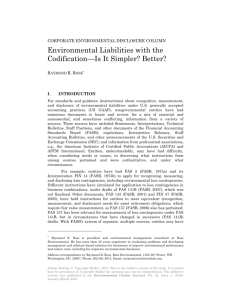 Environmental Liabilities with the Codification—Is It Simpler? Better?