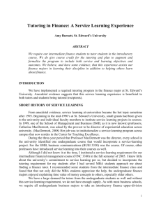 Tutoring in Finance: A Service Learning Experience