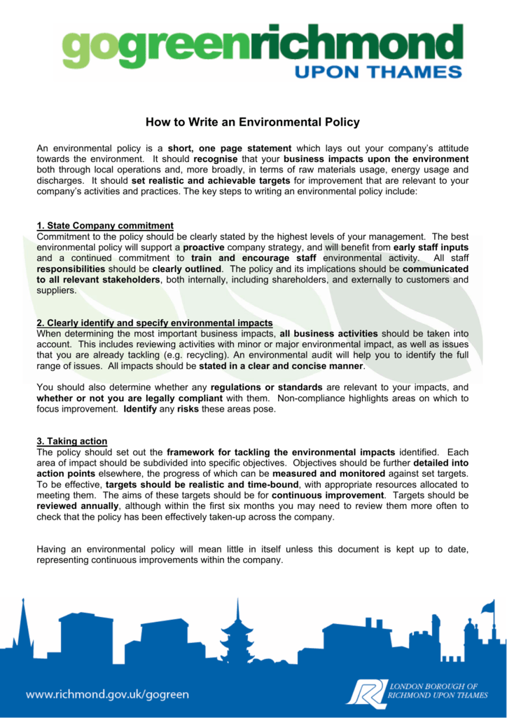 How To Write An Environmental Policy