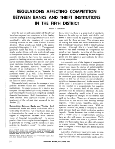 Regulations Affecting Competition Between Banks and Thrift