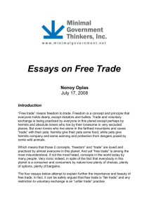 Essays on Free Trade - Minimal Government Thinkers, Inc.