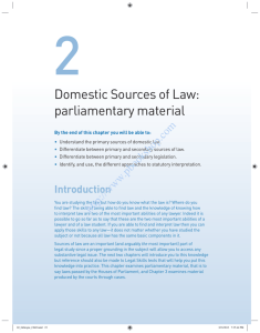 Domestic Sources of Law: parliamentary material