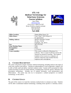 VTS 110 Medical Terminology for Veterinary Sciences Course